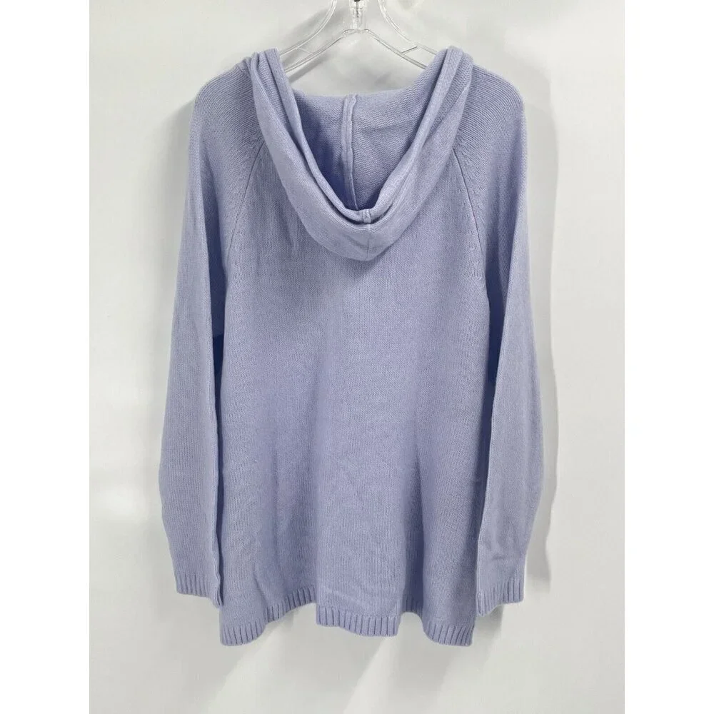 Evri Purple Cable Knit Long Line Hooded Cardigan Soft Sz 1X - Picture 5 of 6